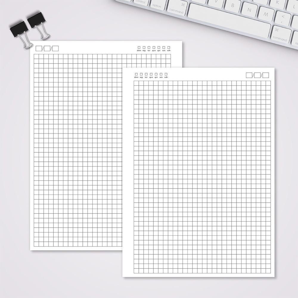 Miolo Caderno Universitário Quadriculado | 100 Folhas - Branco