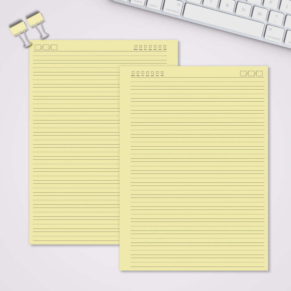 Miolo Caderno Universitário Caligrafia 1 | 100 Folhas - Amarelo