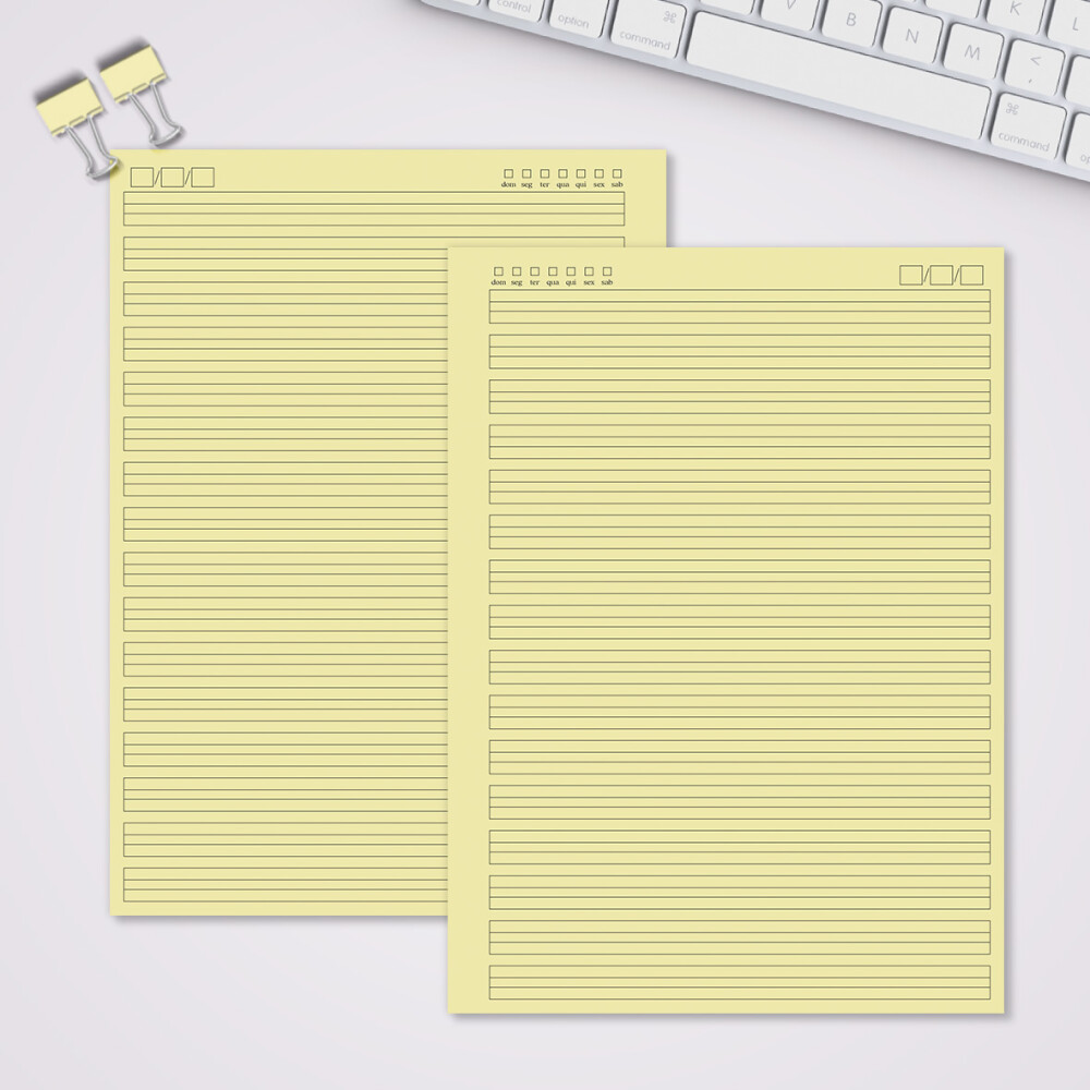 Miolo Caderno Universitário Caligrafia 2 | 100 Folhas - Amarelo
