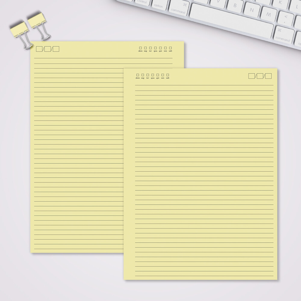 Miolo Caderno Universitário Pautado | 100 Folhas - Amarelo
