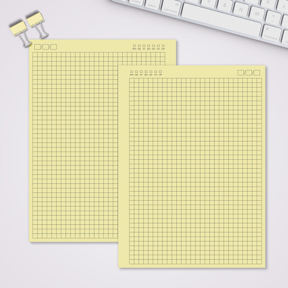 Miolo Caderno Universitário Quadriculado | 100 Folhas - Amarelo