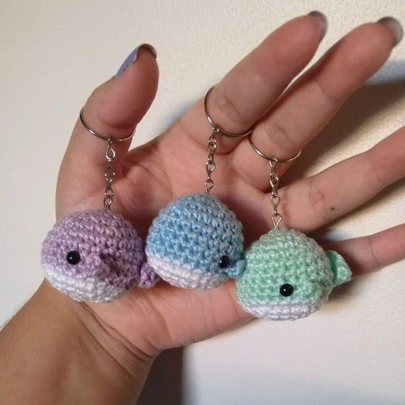 Kit 3 Chaveiros de Baleias Pastel
