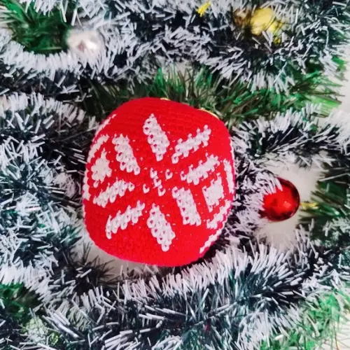Enfeite de Natal Grande de Bola com Floco de Neve