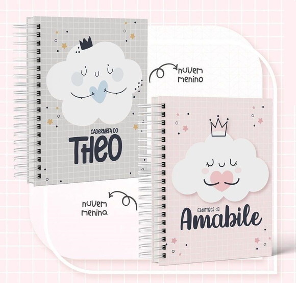 Pack Caderneta de Vacina Nuvem Menina e Menino Arq. Digital