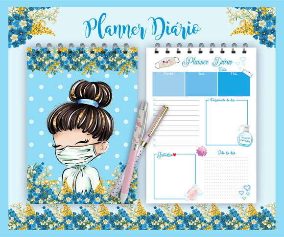 Planner Diário Nossos Heróis Corona - Azul