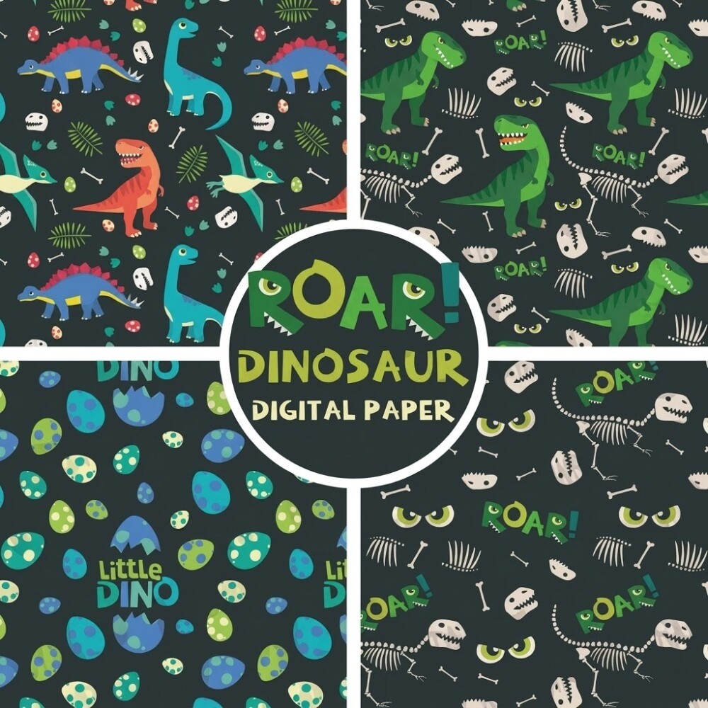 Papéis Digitais Dinossauros Para Impressão Scrapbook