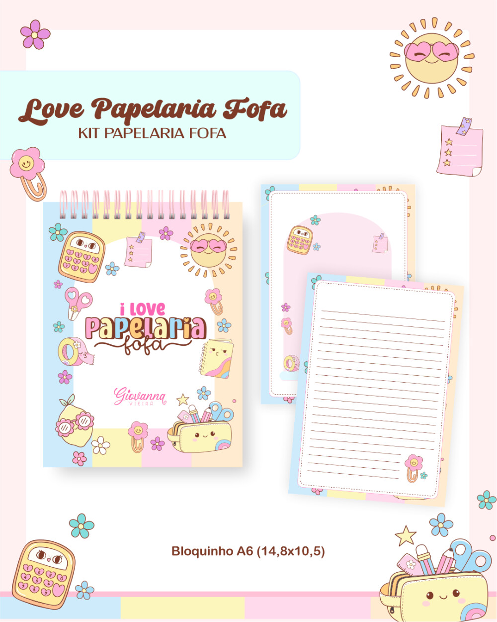 Agenda Escolar Papelaria Fofa 2027 PDF PNG Arquivo Digital