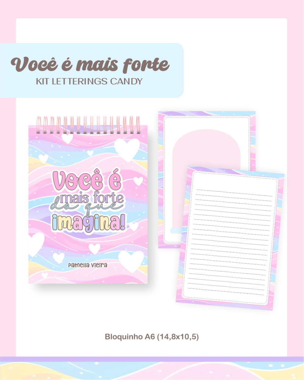 Agenda Escolar Lettering Candy 2027 PDF PNG Arquivo Digital