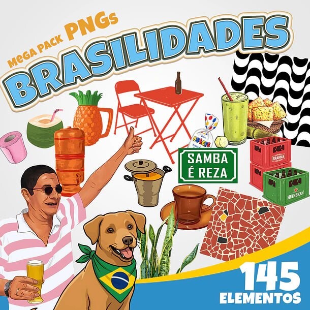 Kit Elementos Brasilidades PNG Arquivo Digital
