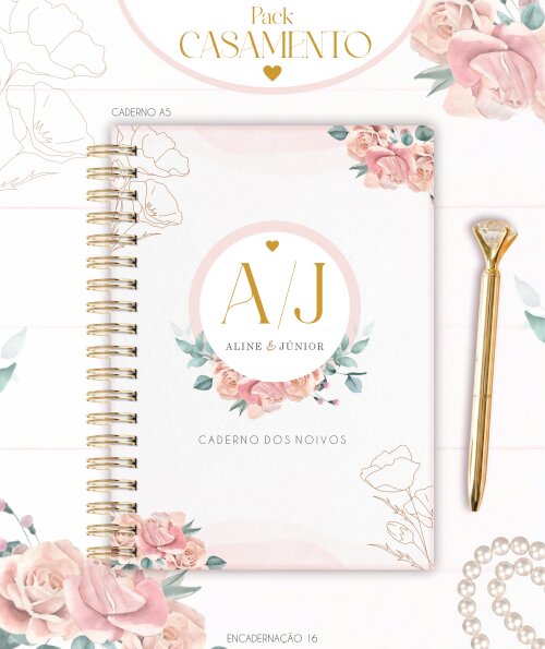 Kit Encadernação Casamento Elegante Para Imprimir PDF Digital
