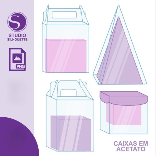 Mockup e Molde Caixa Acetato Festa PDF Studio Digital