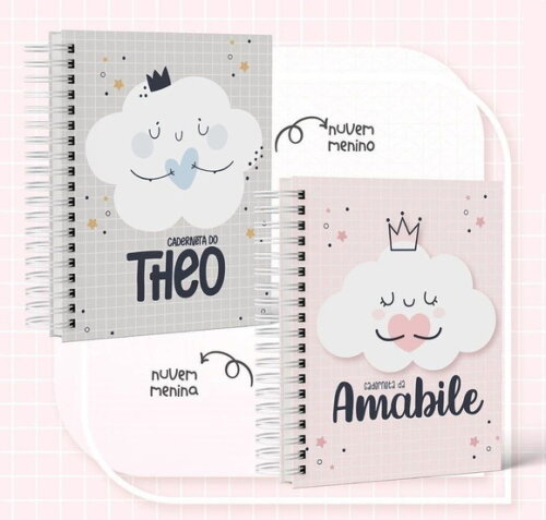 Pack Caderneta de Vacina Nuvem Menina e Menino Arq. Digital