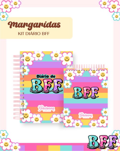 Diário e Bloquinho Margaridas Bff - Arquivo Digital