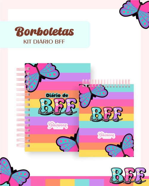 Diário e Bloquinho Borboletas PDF PNG Arquivo Digital