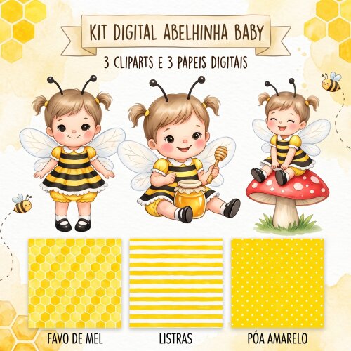 Kit Elementos Abelhinha Baby PNG