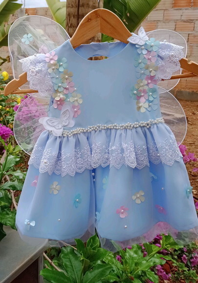 Vestido Infantil Jardim Encantado com Asa