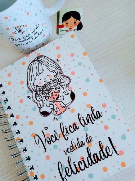 Kit Agenda com Capa em mdf e Caneca Personalizada