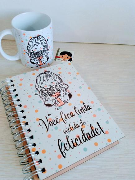 Kit Agenda com Capa em mdf e Caneca Personalizada