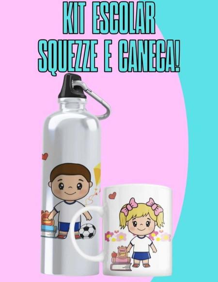 Kit Escolar Squeeze e Caneca Polímero (plástico)