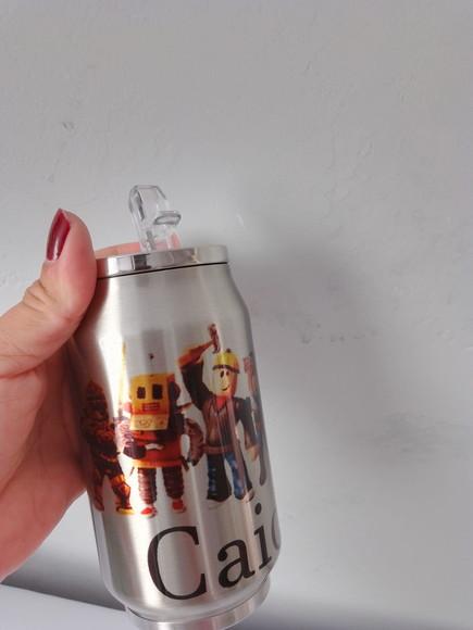Lata Térmica Metal Prata Personalizada com Tampa 300ml