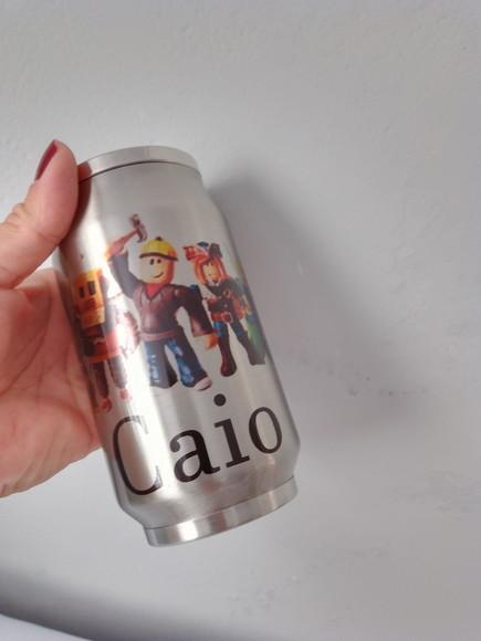 Lata Térmica Metal Prata Personalizada com Tampa 300ml