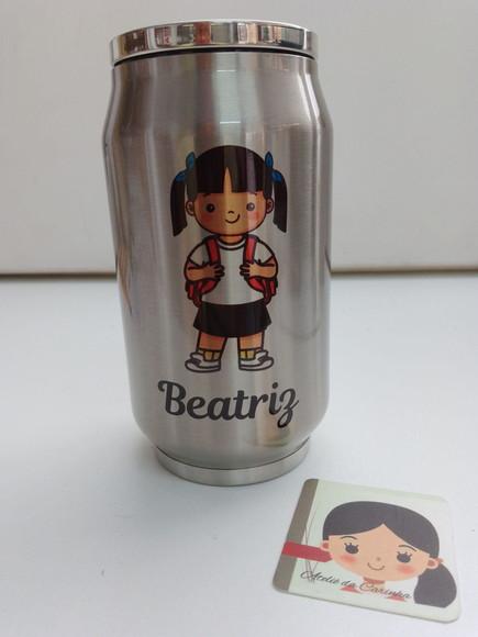 Lata Térmica Metal Prata Personalizada com Tampa 300ml