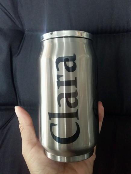 Lata Térmica Metal Prata Personalizada com Tampa 300ml