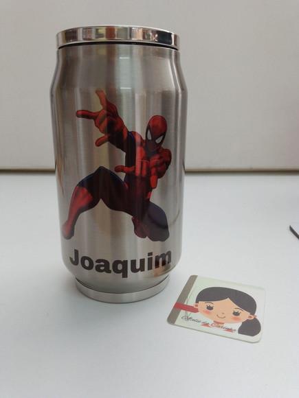 Lata Térmica Metal Prata Personalizada com Tampa 300ml