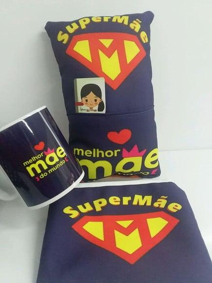Kit dia das mães, almofada, caneca e necessarie
