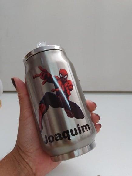 Lata Térmica Metal Prata Personalizada com Tampa 300ml