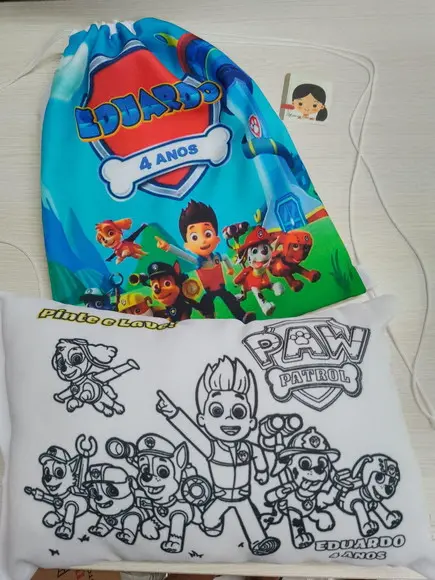 Kit Mochilinha Personalizada + Almofada Pinte e Lave