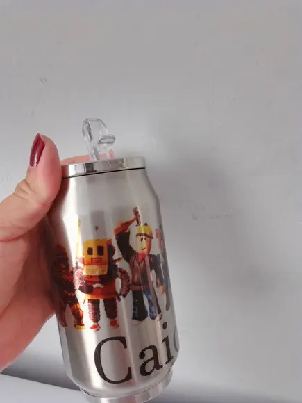 Lata Térmica Metal Prata Personalizada com Tampa 300ml