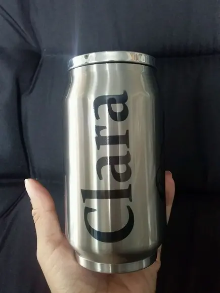 Lata Térmica Metal Prata Personalizada com Tampa 300ml