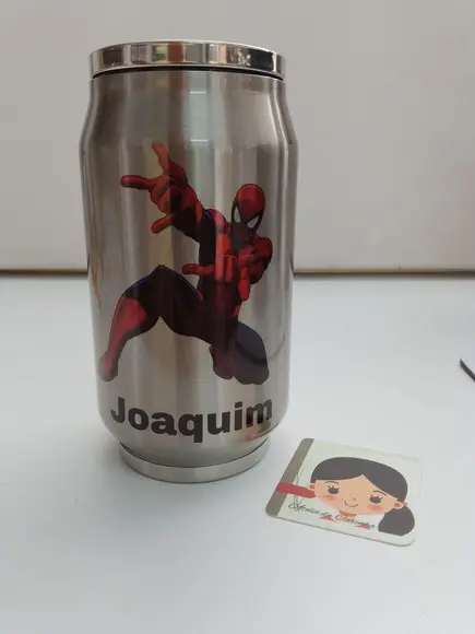 Lata Térmica Metal Prata Personalizada com Tampa 300ml