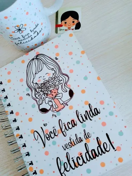 Kit Agenda com Capa em mdf e Caneca Personalizada