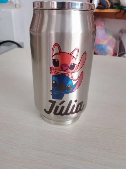 Lata Térmica Metal Prata Personalizada com Tampa 300ml