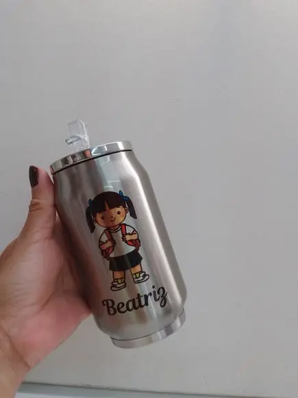 Lata Térmica Metal Prata Personalizada com Tampa 300ml