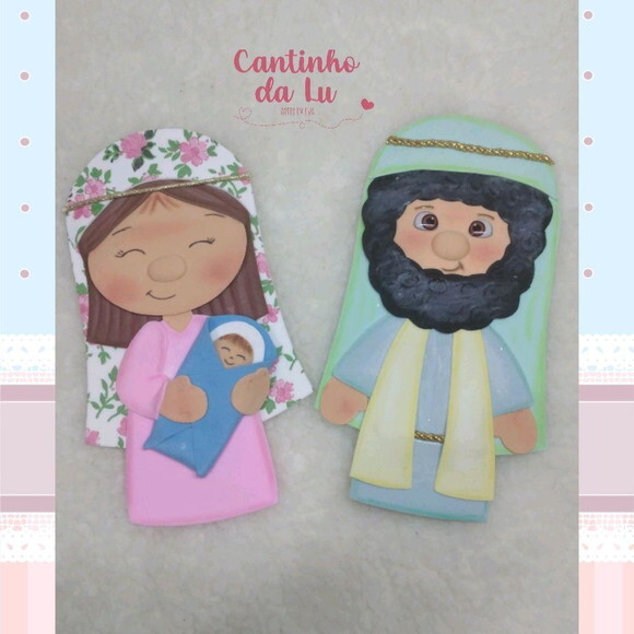 Apliques José e Maria com Menino Jesus