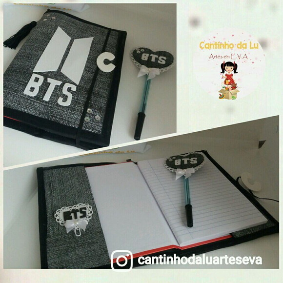 Caderno e Caneta Bts