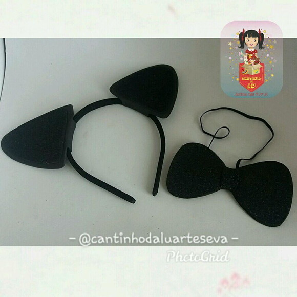 Kit Tiara + Gravata Gatinha