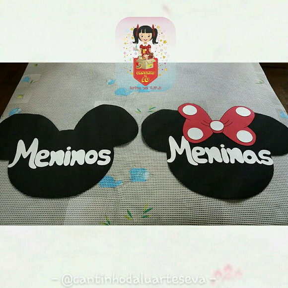 Placa porta Mickey e Minnie