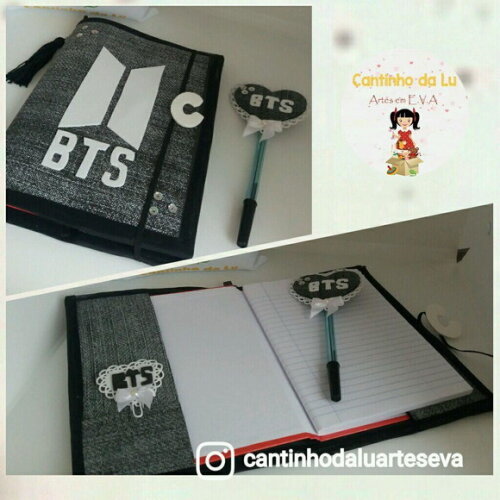 Caderno e Caneta Bts