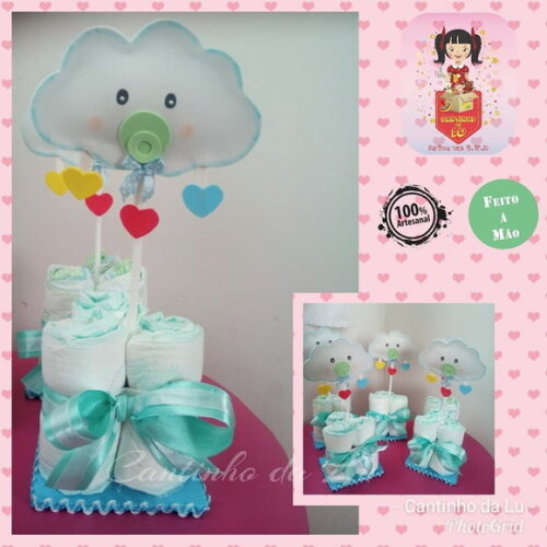 Centro de Mesa com Fraldas Chuva de Amor/benção