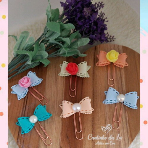 Clips laços flor/pérolas