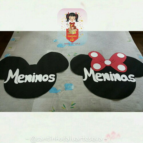 Placa porta Mickey e Minnie