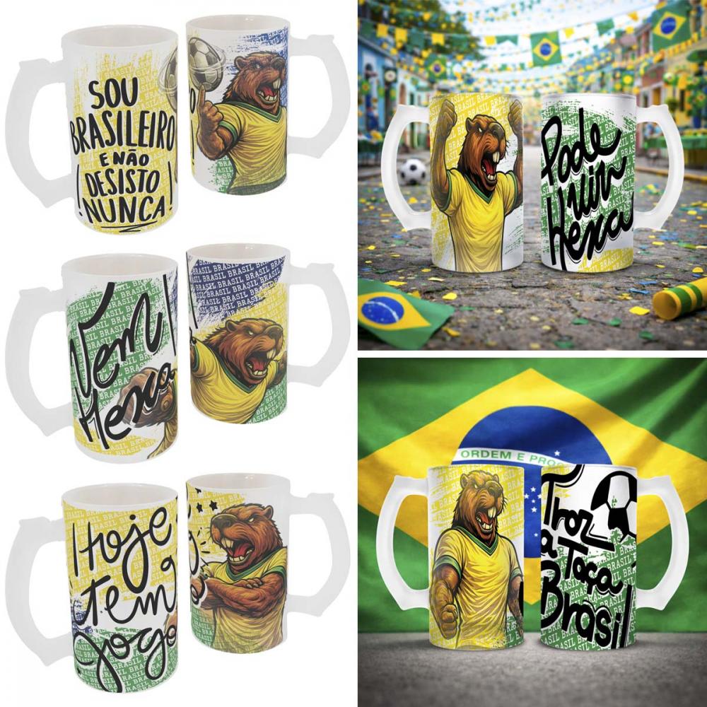 Artes Torcida Brasil Copa Mundo Canecas Chopp Capivara Cdr