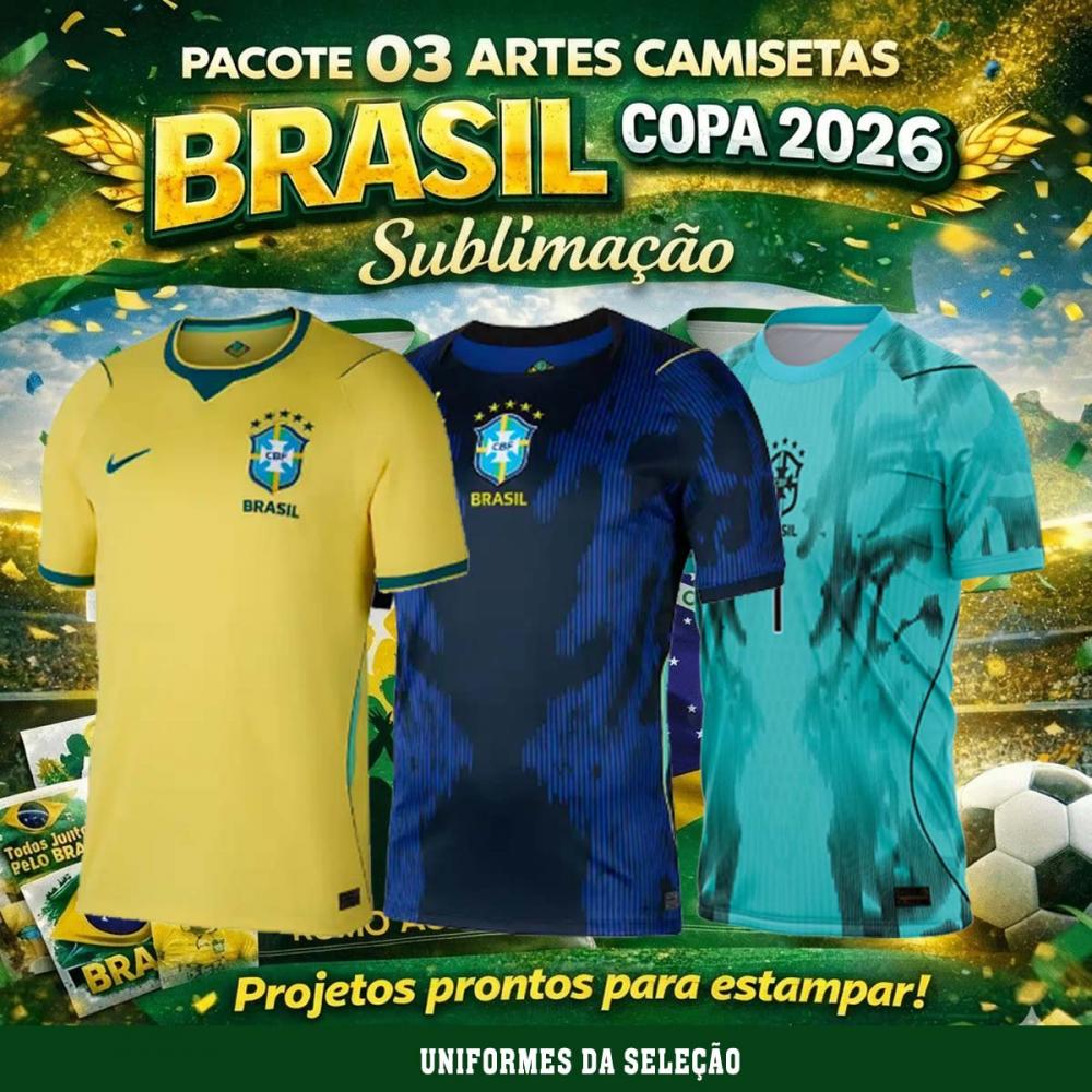 Artes Camisetas Uniformes Brasil Copa Mundo 2026 Sublimação