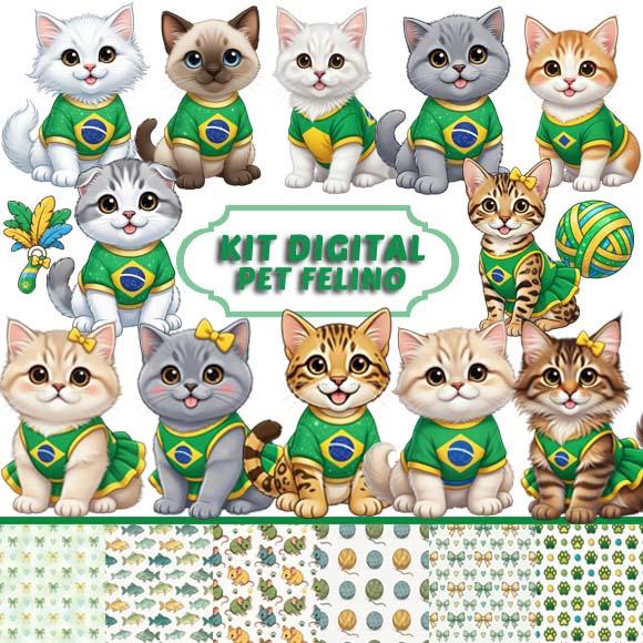 Artes Pet Felinos Gatos Gatinhos Brasil Copa do Mundo Png