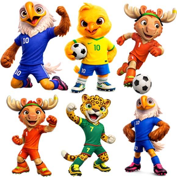 Artes Mascotes Copa do Mundo 2026 Kit Digital Sublimação Png