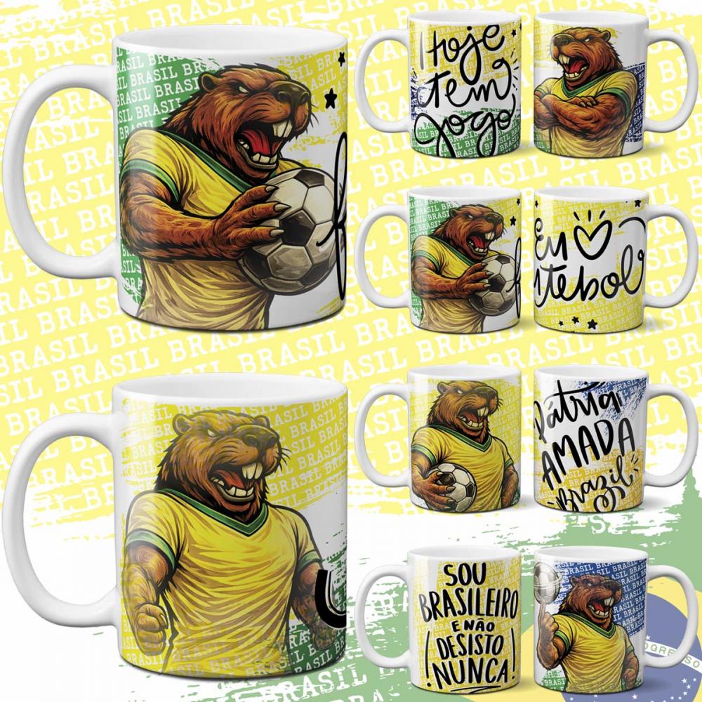 Estampas Artes Canecas Torcida Brasil Capivara Copa Mundo